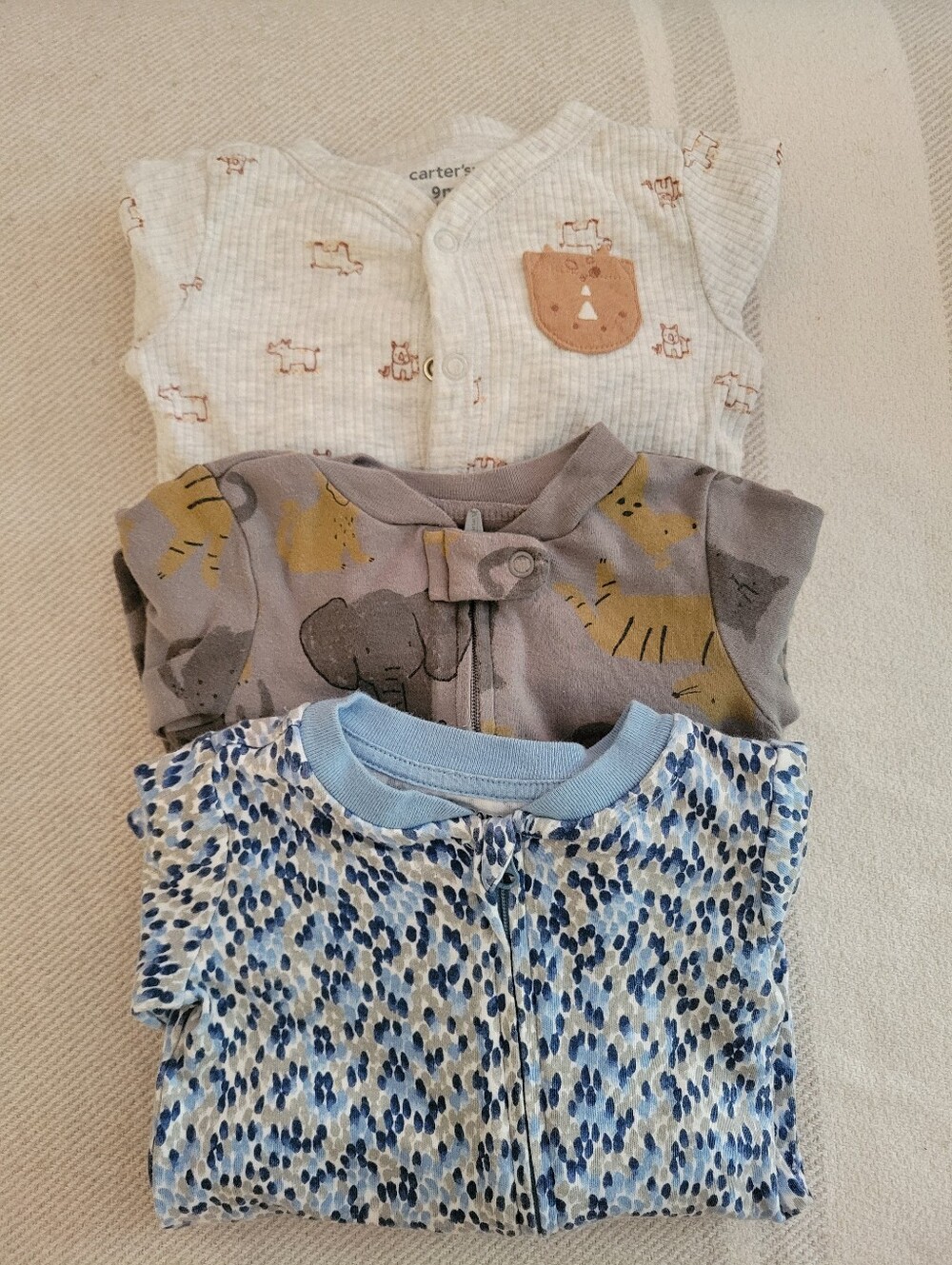 Set Of 3 Pajamas Footed Sleepers Size 6-9 Months